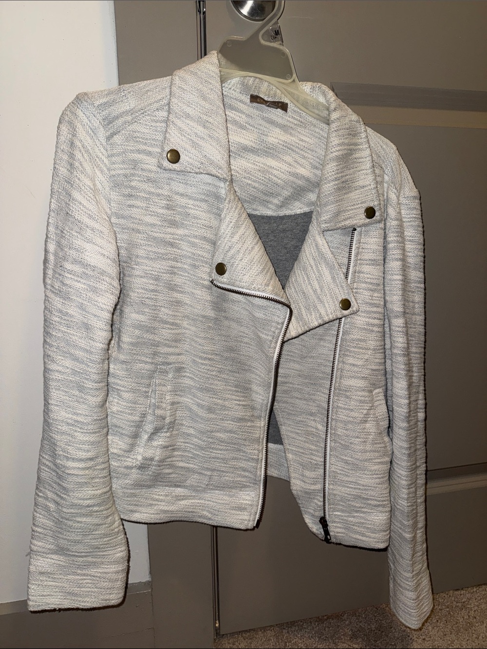 Lilla P Light Gray Knit Moto Blazer